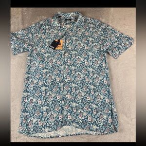 Benson mens short sleeve blue button up Hawaiian shirt size Small